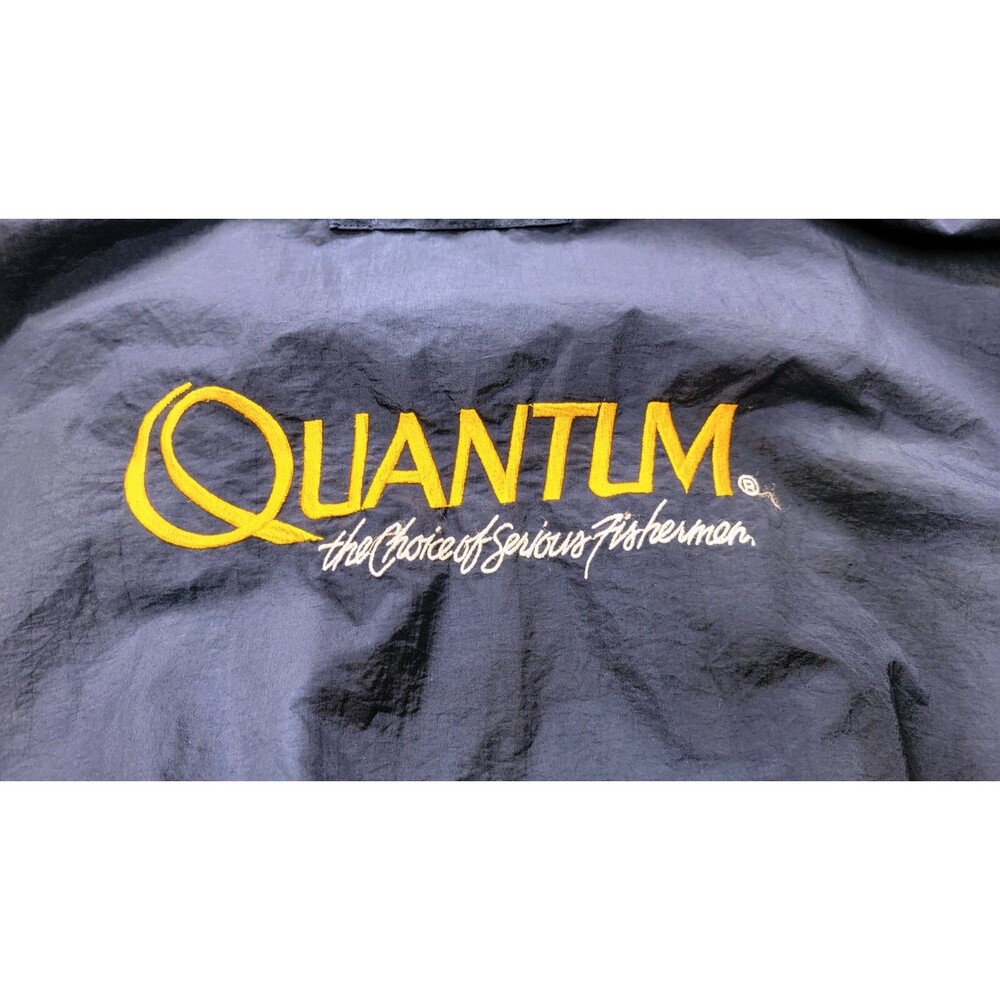 Vintage QUANTUM The Choice of Serious Fisherman Blue Fishing Jacket Sz L Taiwan - Picture 3 of 16